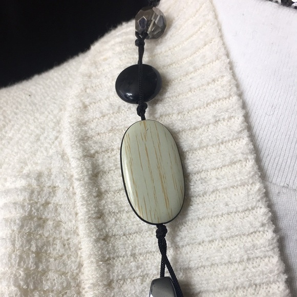 Alexa’s Angels long crystal mother of pearls necklace black white 32" - Picture 5 of 7